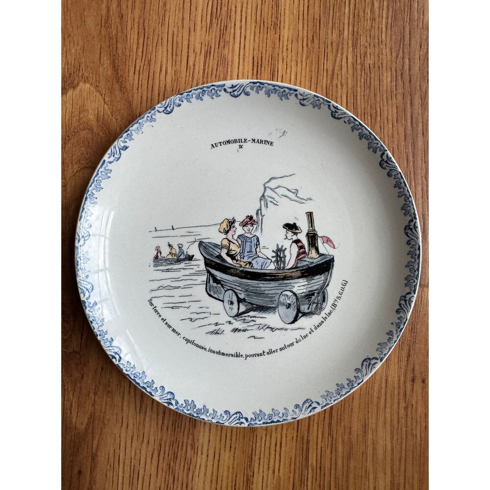 Antique MONTEREAU - HBCM 19th C French Plate Automobile-Marine IX